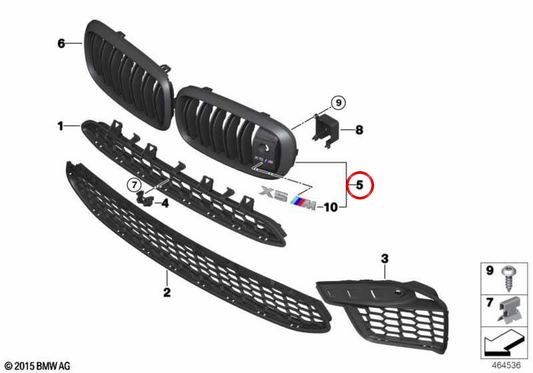 Rejilla embellecedora frontal izquierda OEM 51118056771 para BMW F86. Original BMW.