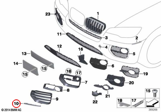 Modanatura decorativa destra OEM 51118056788 per BMW E71. BMW originale.