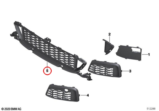 OEM 51118059888 Center Grille for BMW F48 (X1). Original BMW.