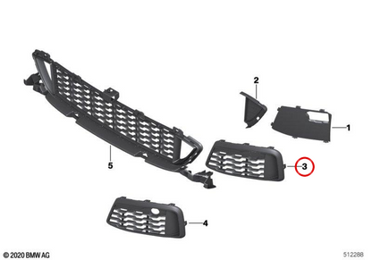 OEM 51118059889 left side grid for BMW F48. Original BMW.