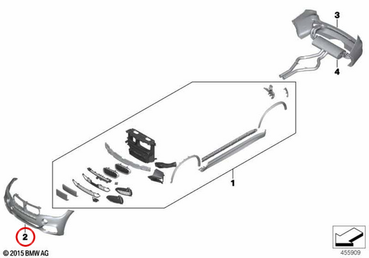 Pára-choque dianteiro preparado OEM 51118062480 para BMW F15. BMW genuíno.
