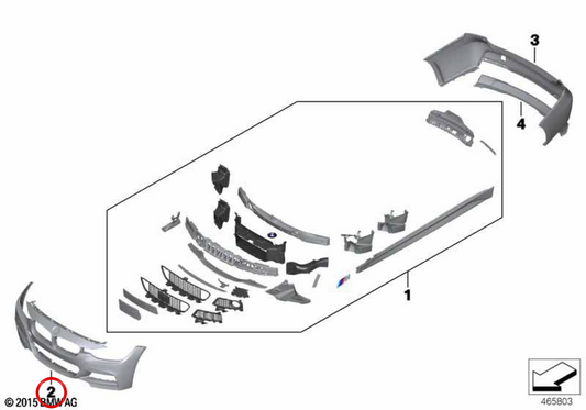 Paragolpes delantero imprimado OEM 51118067957 para BMW F30, F31. Original BMW.
