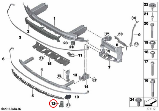 Guide extérieur OM 51118068155 pour BMW G11, G12. BMW d'origine.