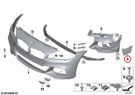 Aircurtain Linksluft -Leitung OEM 51118068901 für BMW F45, F46. Original BMW.