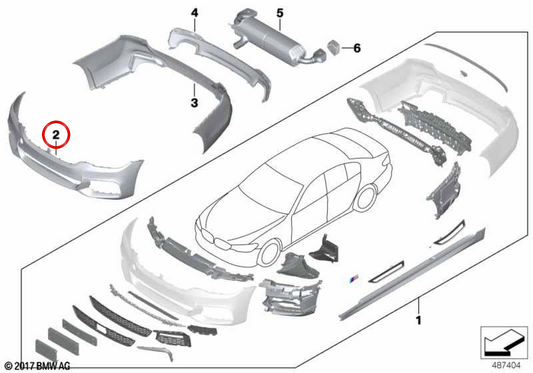 Paragolpes delantero imprimado OEM 51118069072 para BMW G30, G31. Original BMW.
