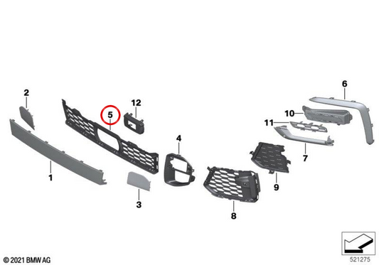 Open Central Rejilla OEM 51118069943 für BMW G06. Original BMW.