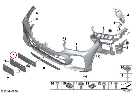 Support d'enregistrement OEM 51118069950 pour BMW G06. BMW d'origine.