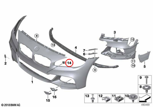 OEM 5118070595 Sensore PDC anteriore sinistro per BMW F45, F46. BMW originale.