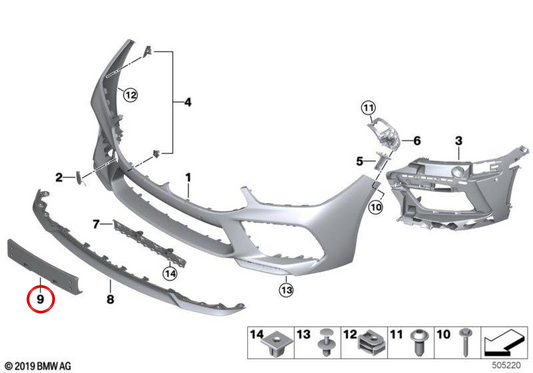 Soporte de matrícula delantero OEM 51118070763 para BMW F92, F93. Original BMW.