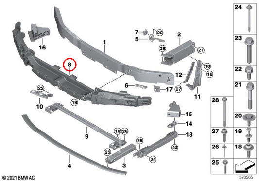Upper Amortid OEM 51118070942 für BMW F40. Original BMW.