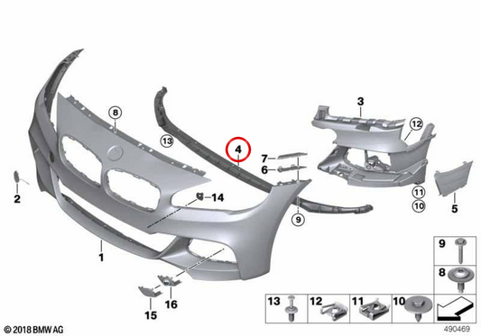 Adaptador de placa deslizante OEM 51118073885 para BMW F45, F46. BMW genuíno.