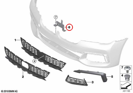 Soporte sensor OEM 51118075359 para BMW G11, G12. Original BMW.
