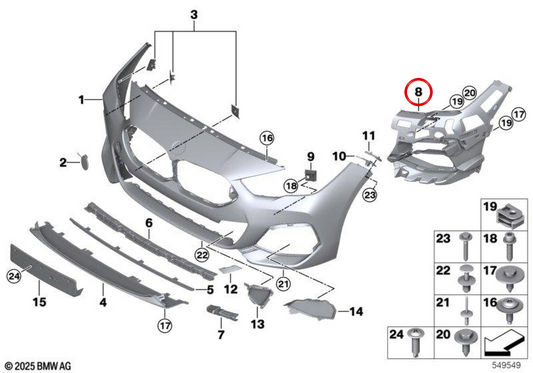 Rechts Antiniebla Faro Support OEM 51118075482 für BMW F44. Original BMW.