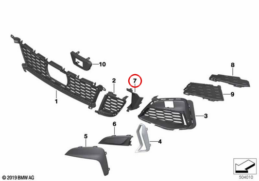 Links zentrales Luftverhalten OEM 51118075659 für BMW G20, G28. Original BMW.