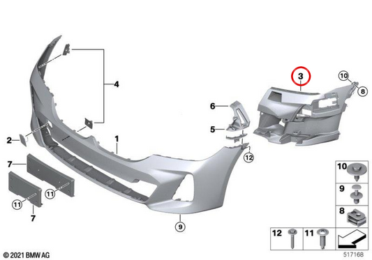 Supporto OEME a destra 51118078810 per BMW G32. BMW originale.