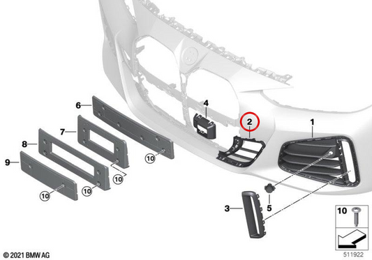 Lufteingangsnetz für linke Brems -OEM 51118081681 für BMW G26. Original BMW.