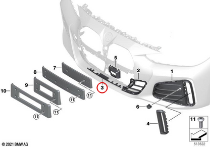 Central Air Input Grid 51118081683 for BMW G26. Original BMW.
