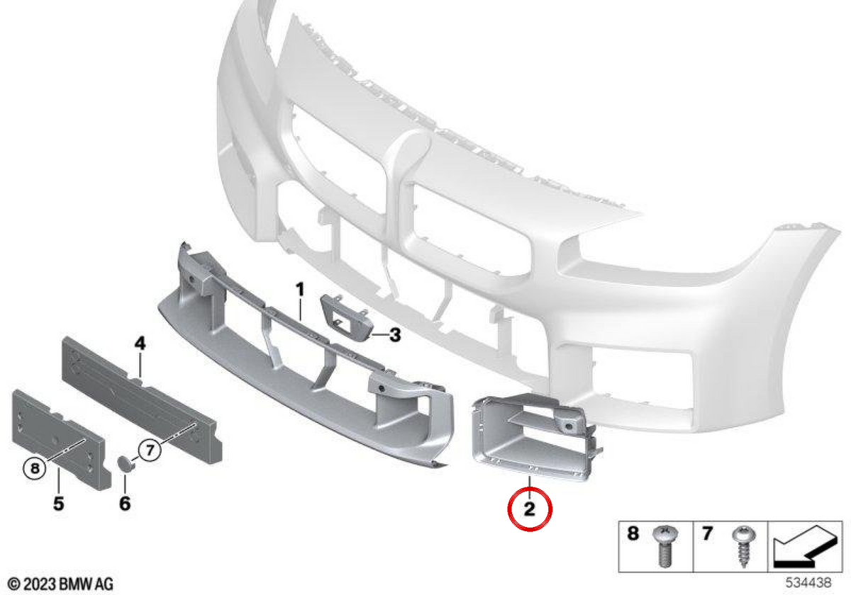 Right front side grid 51118082450 for BMW G87. Original BMW.