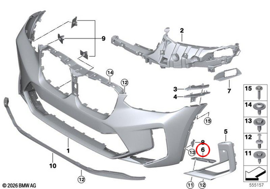 Adaptador derecho OEM 51118084914 para BMW F97, F98. Original BMW.