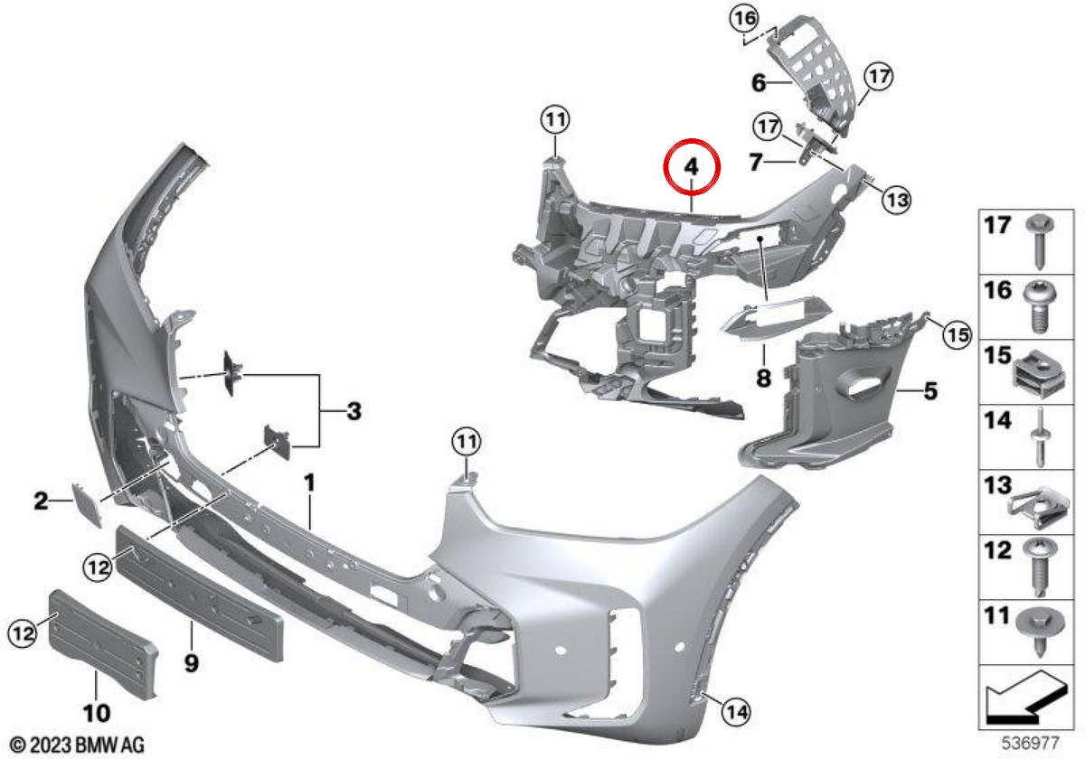 Du support de référence à droite 51118085628 pour BMW G05, G06. BMW d'origine.