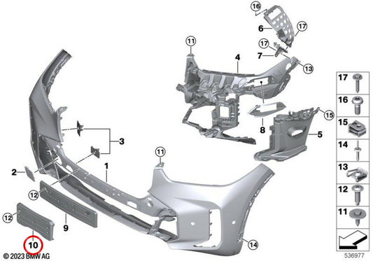 Supporto di registrazione frontale OEM 51118085643 per BMW G05. BMW originale.