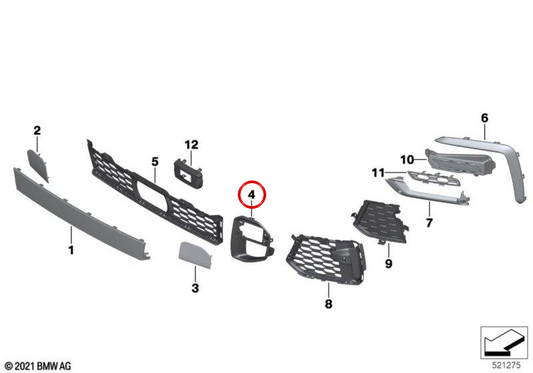 Rejilla lateral derecha OEM 51118092502 para BMW G06. Original BMW.