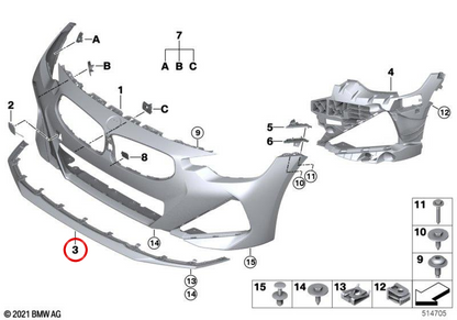 Frontsplitter per BMW 2 G42 Series (OEM 51118098208). BMW originale