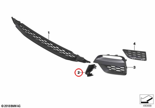 Moldura embellecedora paragolpes delantero izquierdo OEM 51118098833 para BMW G08. Original BMW.
