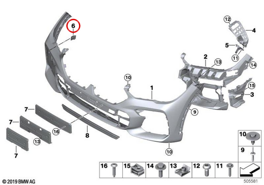 OEM 5111809881 Links PMA -Unterstützung für BMW G06. Original BMW.