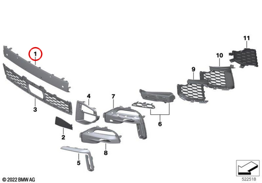 OEM 51118099656 vorderer gestoßener gestoßen Form für BMW G05. Original BMW.
