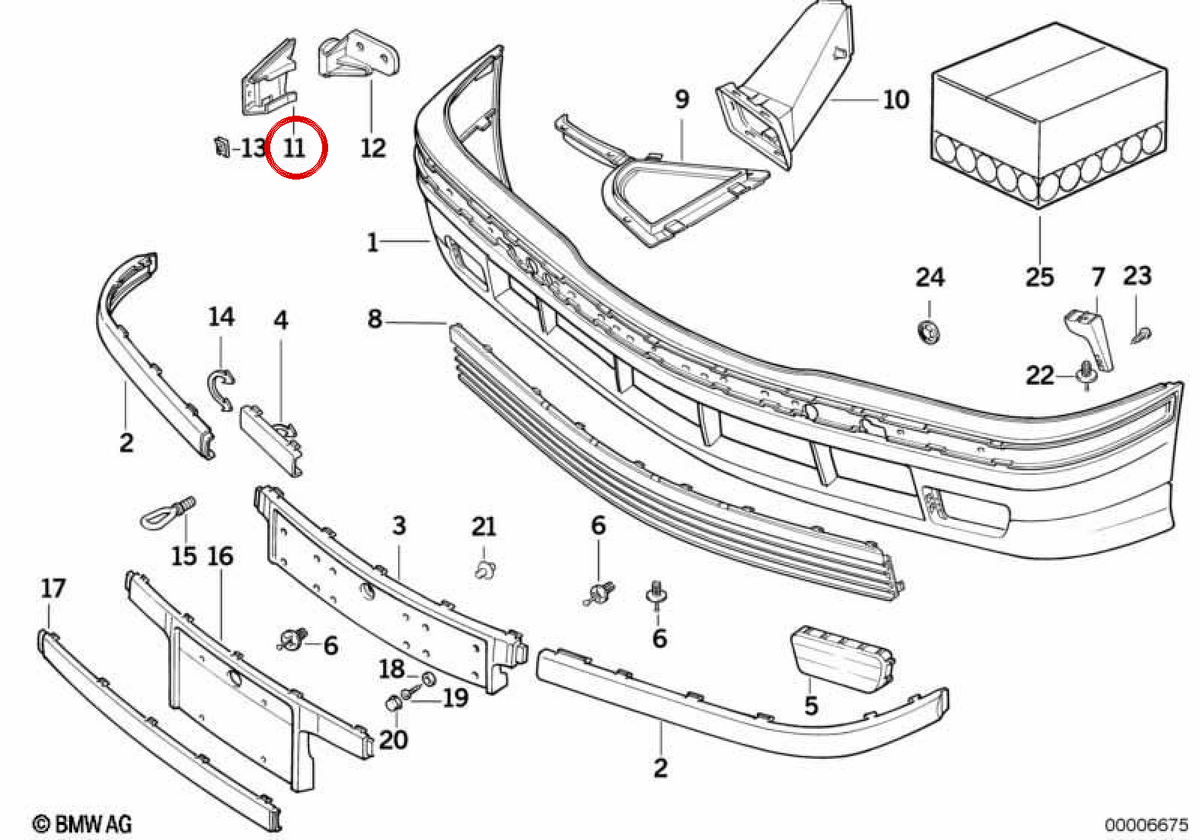 Right attachment OEM 51118122576 for BMW 3 Series E36 (316g, 316i, 318i) 1993-1998. Genuine BMW.