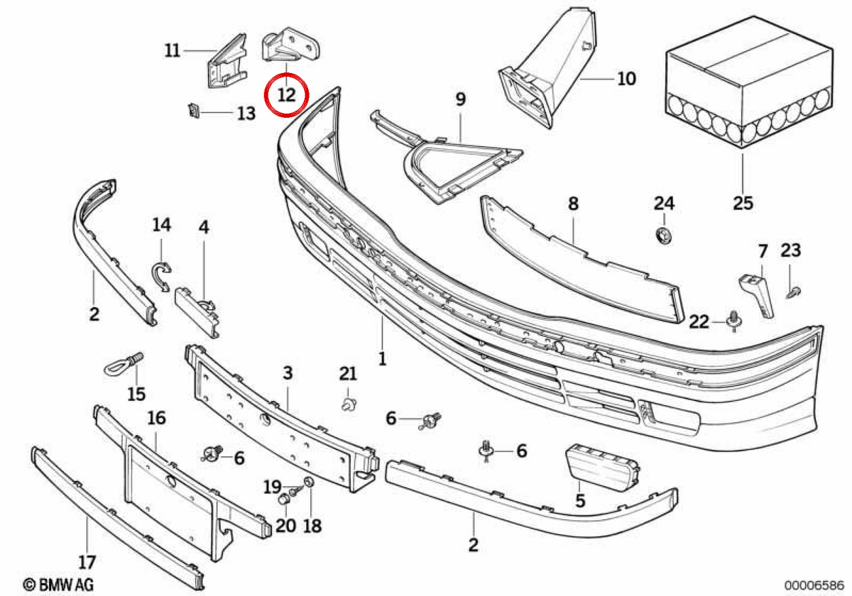 Supporto sinistro OEM Front OEM 51118122577 per BMW E36. BMW originale.