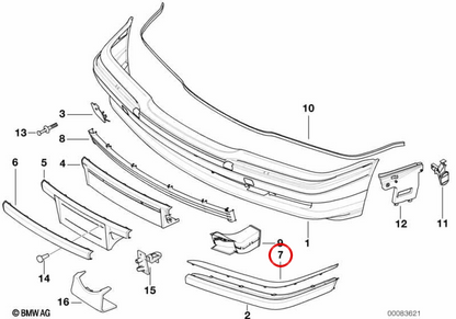 Moldagem com primer esquerdo OEM 51118211577 para BMW E38. BMW genuíno.