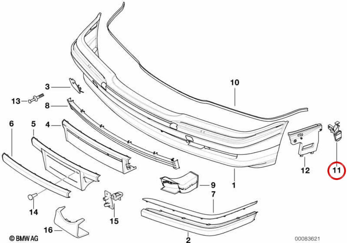 OEM 5118230513 Supporto a sinistra per BMW E38. BMW originale.