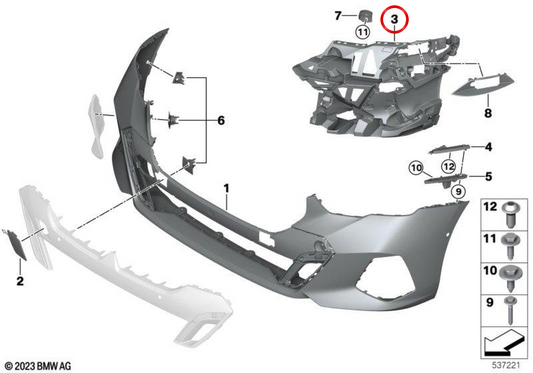 LEFT SUPPORT OF THE BARRALS OEM 51118465149 FOR BMW G68. Original BMW.