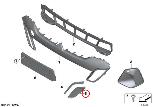 Embels Embels Bumper Izquierdo OEM 51118465443 per BMW G68. BMW originale.