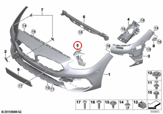Ulteriori grazia a destra Pargolpes OEM 51118493056 per BMW G29. BMW originale.