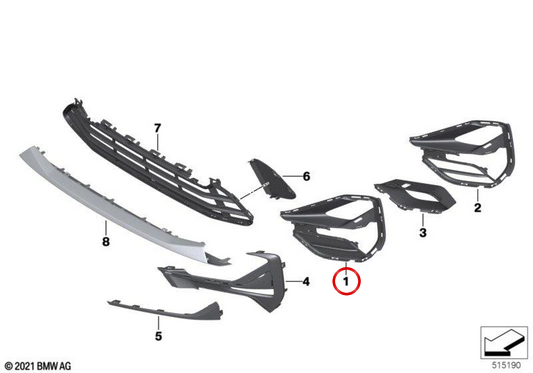 OEM 5118497245 Links geschlossenes Gitter für BMW F48, F49. Original BMW.