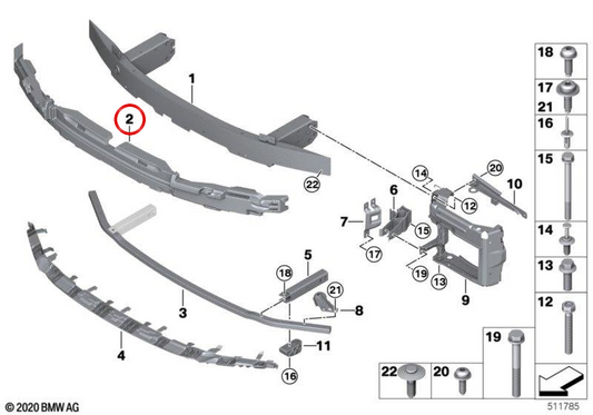 Amortecedor dianteiro OEM 51118738891 para BMW G26. BMW genuíno.