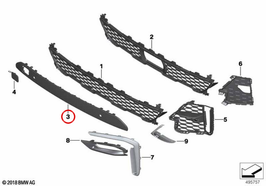 OEM 5118745423 stampaggio paraurti anteriore per BMW G07. BMW originale.