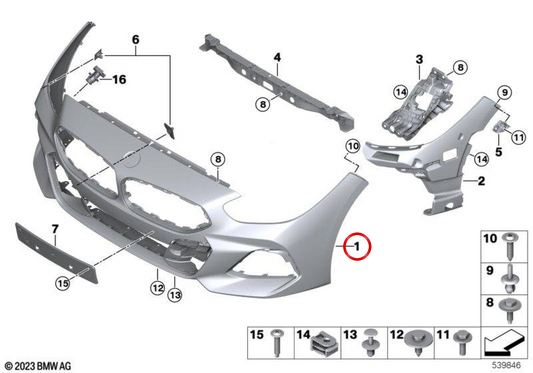 Pára-choque dianteiro preparado OEM 51118746251 para BMW G29. BMW genuíno.