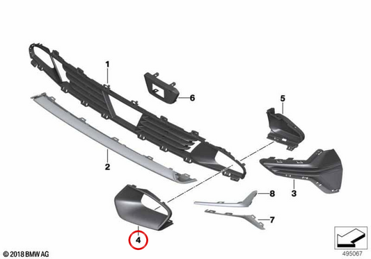 Rechte Luftaufnahme 51119449388 für BMW G20, G28. Original BMW.