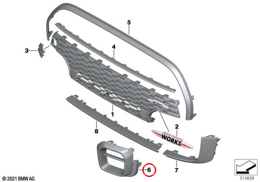 Rechtes mittleres Luftkanalblech OEM 51119450628 für MINI F56, F55, Cabrio F57 LCI (2020-2024). Originaler MINI.