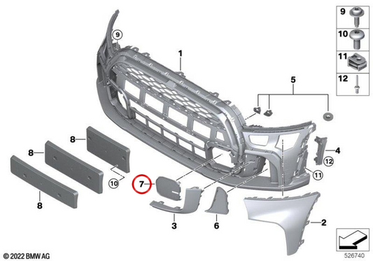 Guide d'air de frein avant gauche OEM 51119450631 pour MINI F56 LCI, F55 LCI, Cabrio F57 LCI. MINI d'origine.