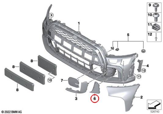 Couvercle de guidage d'air avant gauche OEM 51119450635 pour MINI F56 LCI, F55 LCI, Cabrio F57 LCI. MINI d'origine.