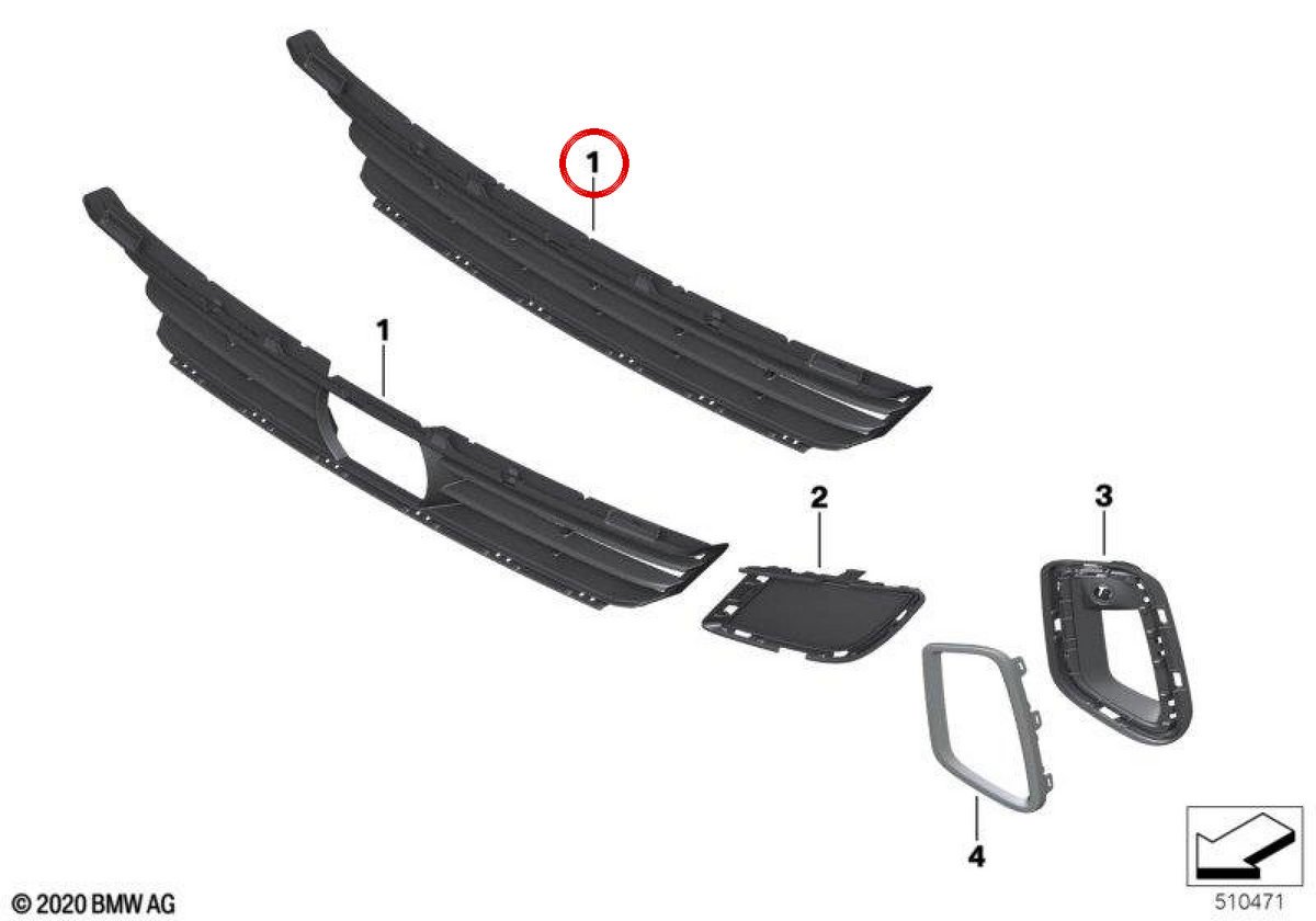 Central Garrilla 51119463488 per BMW G32. BMW originale.
