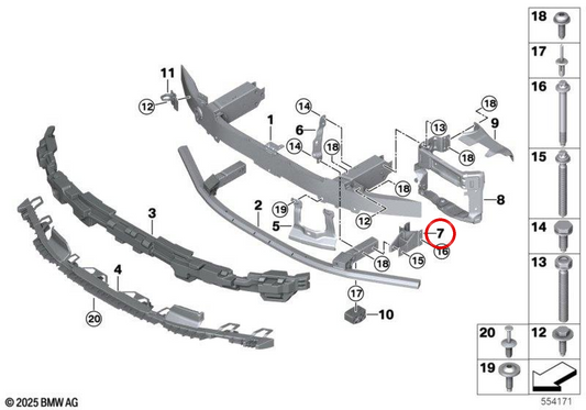 OEM 5119463973 Adaptateur gauche pour BMW G60, G61, G68, G90, G70. BMW d'origine.