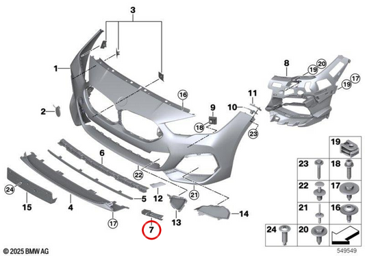 INSERTE Front Law OEM 51119478762 for BMW F44. Original BMW.