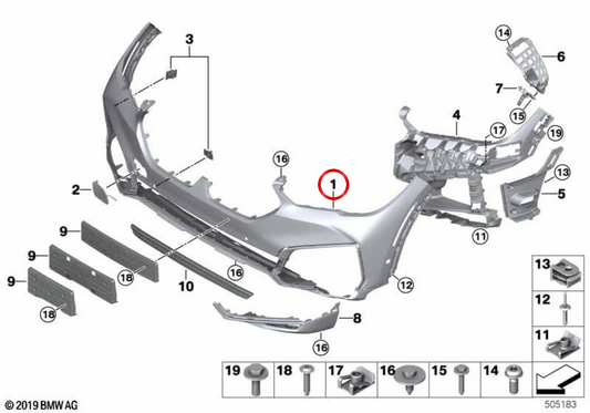 Emplolpes di stampa anteriore OEM 51119478952 per BMW G06. BMW originale.