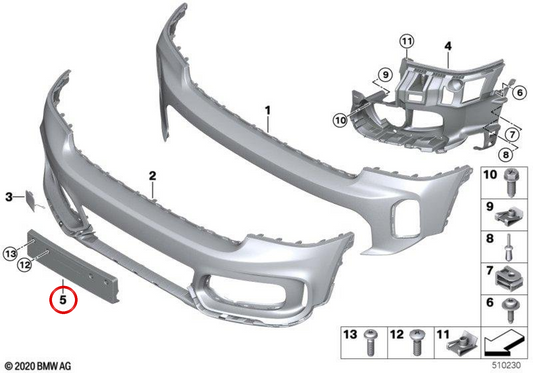 OEM Front License Plate Bracket 51119479307 for MINI Countryman F60, F60 LCI. Original MINI.